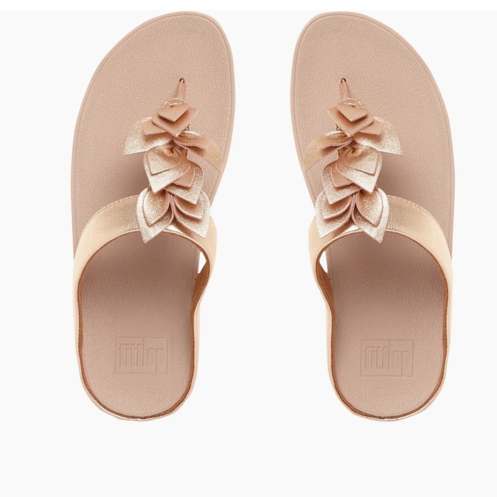 Fitflop Fino Rose Gold Leather Toe Post Sandals